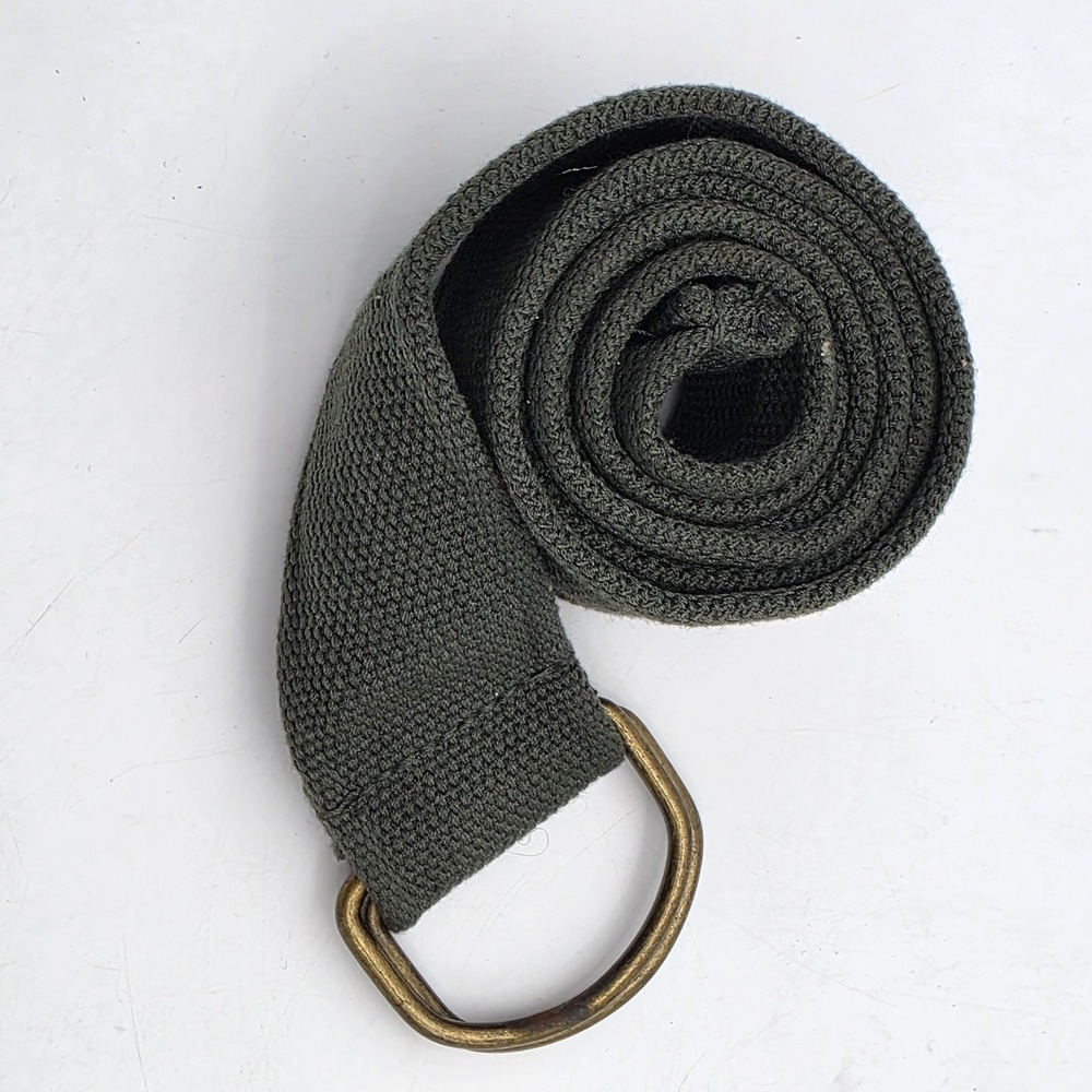 Mens Olive Green Canvas Web D-Ring Belt Military Style Size 32 Adjustable
